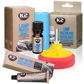 Zestaw kosmetyków K2 do renowacji i ochrony reflektorów (K2 Lamp Doctor, K2 Lamp Doktor Pad, K2 Lamp Protect)