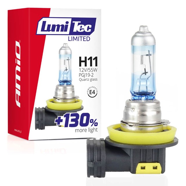 Żarówka H11 AMIO LumiTec Limited +130% 12V 55W (4300K)