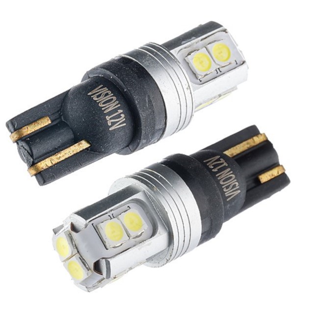 Żarówki LED W5W VISION T10 12V 10x 3030 SMD LED, nonpolar, CANBUS, biała, 2 szt.