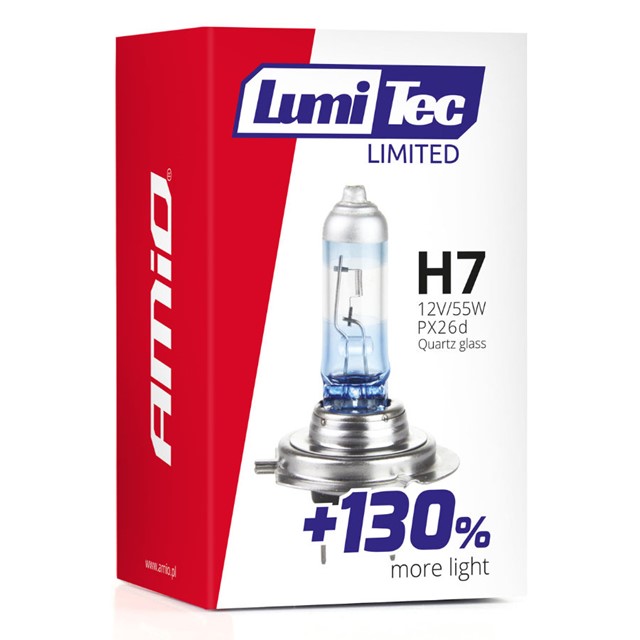 Żarówka H7 AMIO LumiTec Limited +130% 12V 55W (4300K)