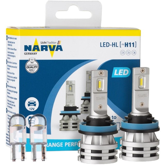 Żarówki LED H8 / H11 / H16 NARVA Range Performance LED 12/24V 24W (6500K) + żarówki LED W5W