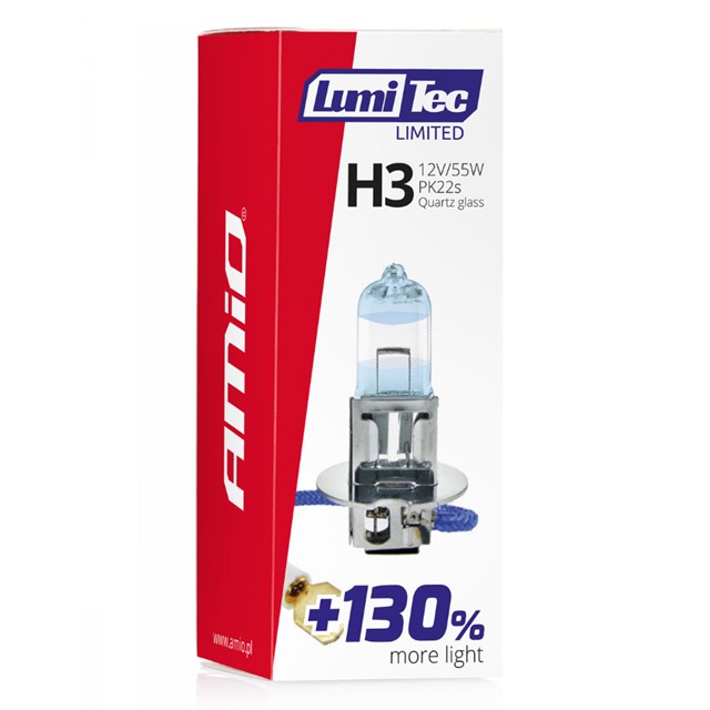 Żarówka H3 AMIO LumiTec Limited +130% 12V 55W (4300K)