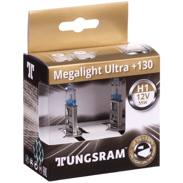 Żarówki H1 TUNGSRAM Megalight Ultra +130% 12V 55W + LED W5W