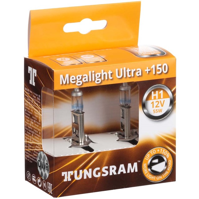 Żarówki H1 TUNGSRAM Megalight Ultra +150% 12V 55W + LED W5W