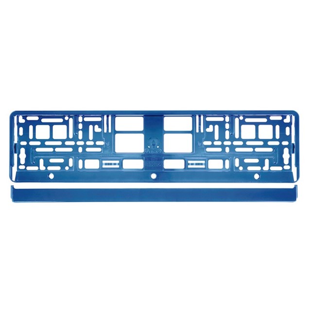 Metalizowane niebieskie ramki pod tablice rejestracyjne, do jednorzędowych tablic rejestracyjnych, zestaw 2 sztuk