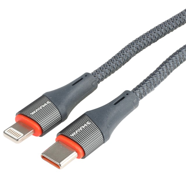 Kabel USB-C > Lightning do ładowania i synchronizacji, 30W, w oplocie z mikrofibry, 100 cm, WAYME