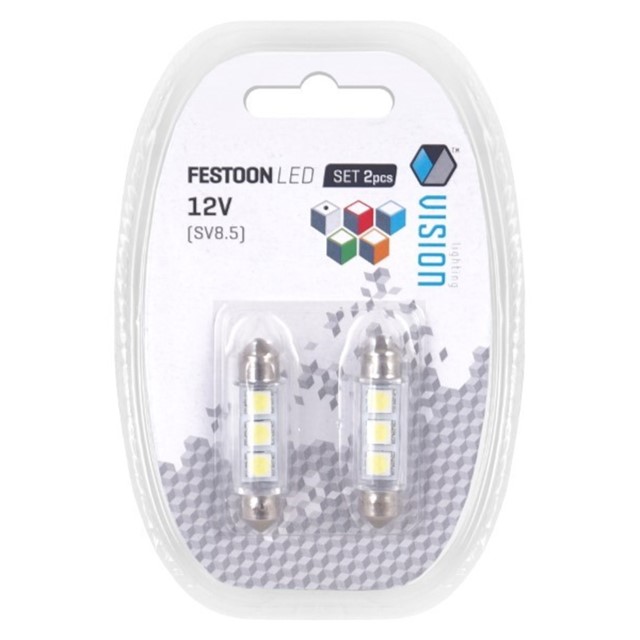 Żarówki LED VISION Festoon C5W C10W 41mm SV8.5 12V 3xSMD