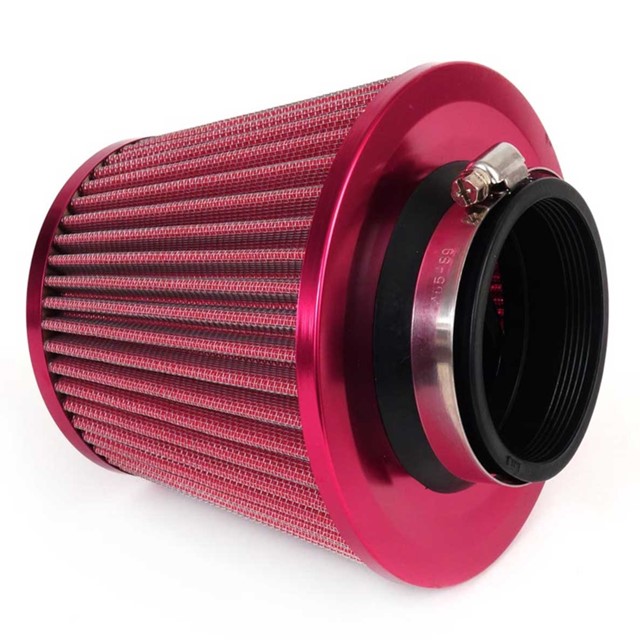Stożkowy filtr powietrza AMIO (stożek, zaimpregnowany, czerwony, 3 adaptery)