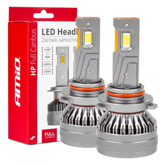 Żarówki LED H10 / HIR1 / HB3 AMiO HP Full Canbus 12V 24V 50W (6500K, 4500lm)