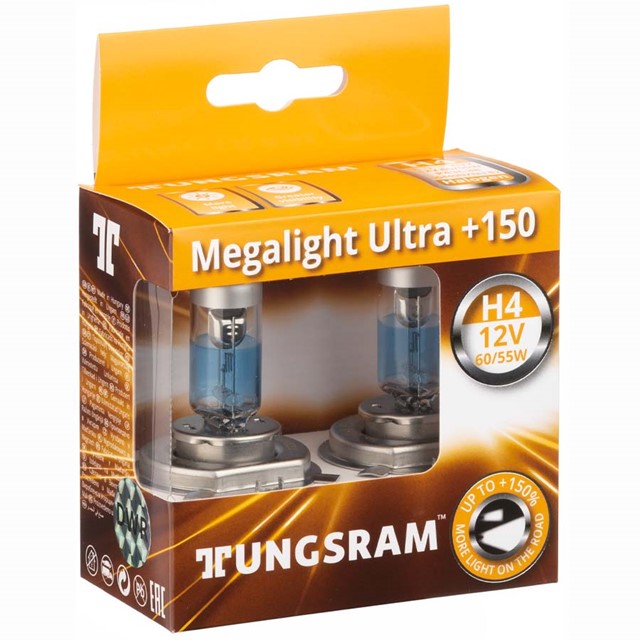 Żarówki H4 TUNGSRAM Megalight Ultra +150% 12V 60/55W + LED W5W