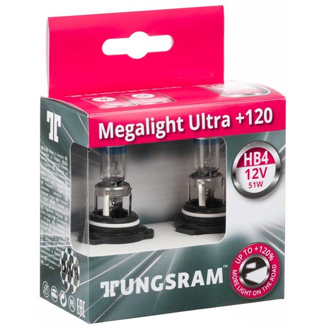 Żarówki HB4 TUNGSRAM Megalight Ultra +120% 12V 51W + LED W5W