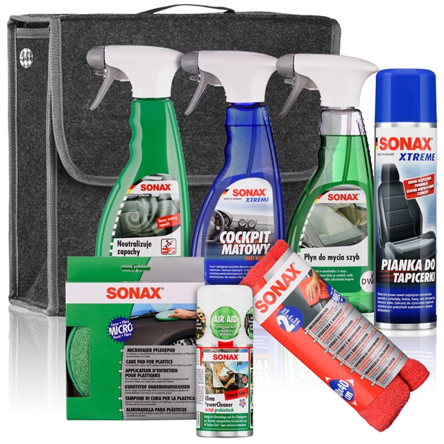 Zestaw kosmetyków SONAX do pielęgnacji wnętrza samochodu + kuferek #9