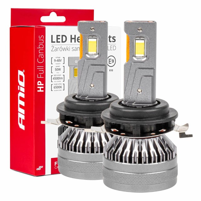 Żarówki LED H7-1 AMiO HP Full Canbus 12V 24V 50W (6500K, 4500lm)