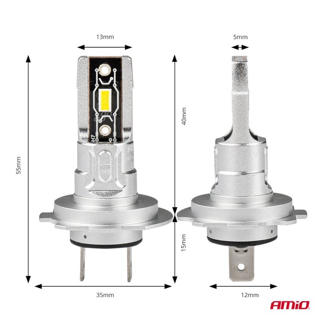 Żarówki LED H7 AMIO H-mini 12V 50W (6500K, 3600lm)