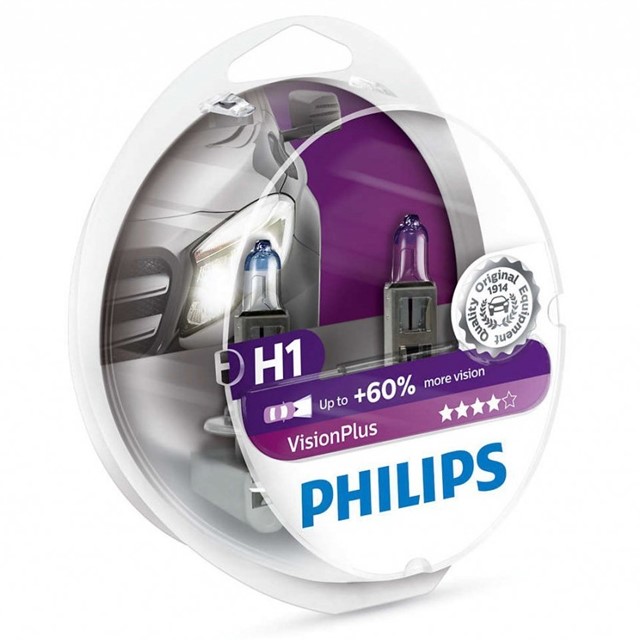 Żarówki H1 PHILIPS VisionPlus +60% 12V 55W