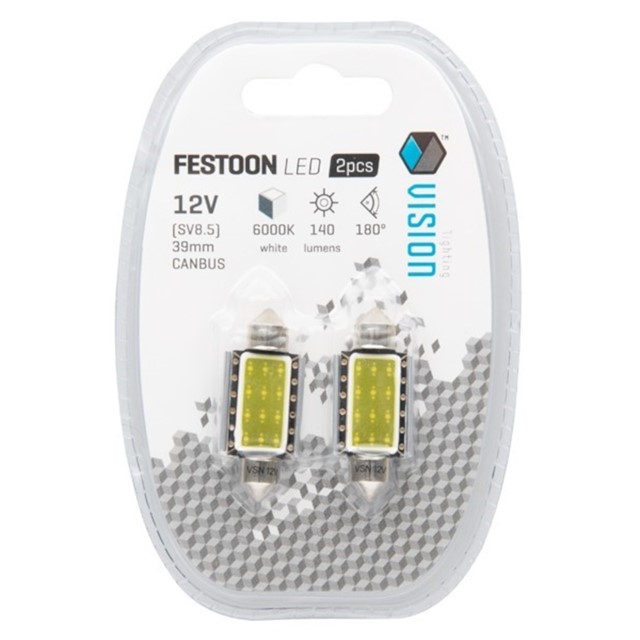 Żarówki LED VISION Festoon C5W C10W 39mm SV8.5 12V 1xCOB (canbus)