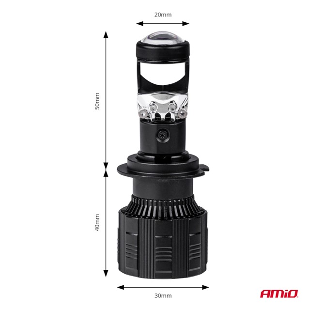 Żarówki LED H7 AMIO PL Lens 12/24V 60W (6000K, 3800lm, canbus, soczewka)
