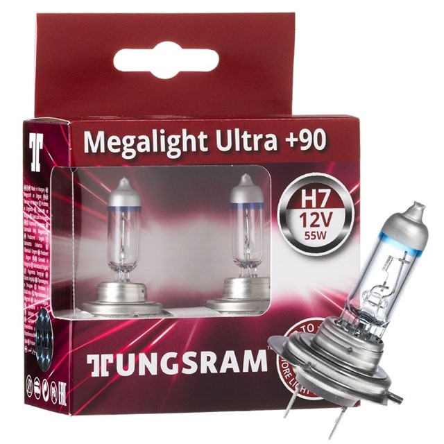 Żarówki H7 TUNGSRAM Megalight Ultra +90% 12V 55W + LED W5W
