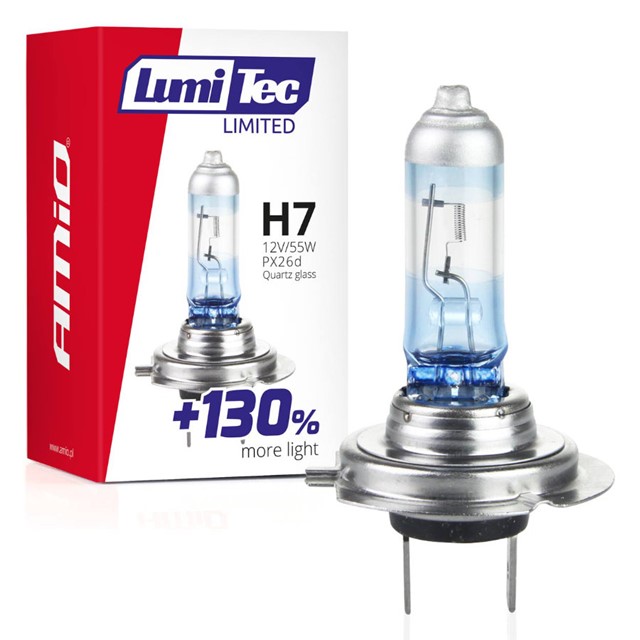Żarówki H7 AMIO LumiTec Limited +130% 12V 55W (4300K)