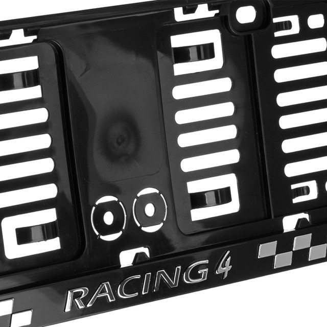 Ramki do tablic rejestracyjnych - samochód, małe 305x114mm (czarne, 3D Racing, 2 szt. + wkręty mocujące)