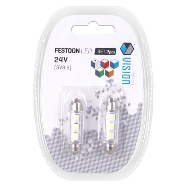 Żarówki LED VISION Festoon C5W C10W 41mm SV8.5 24V 3xSMD