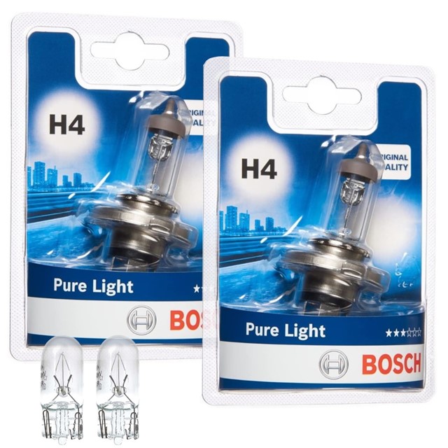 Żarówki H4 BOSCH Pure Light 12V 60/55W + żarówki W5W