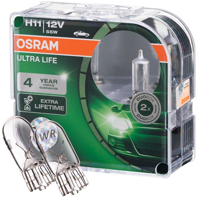 Żarówki H11 OSRAM Ultra Life 12V 55W + żarówki W5W
