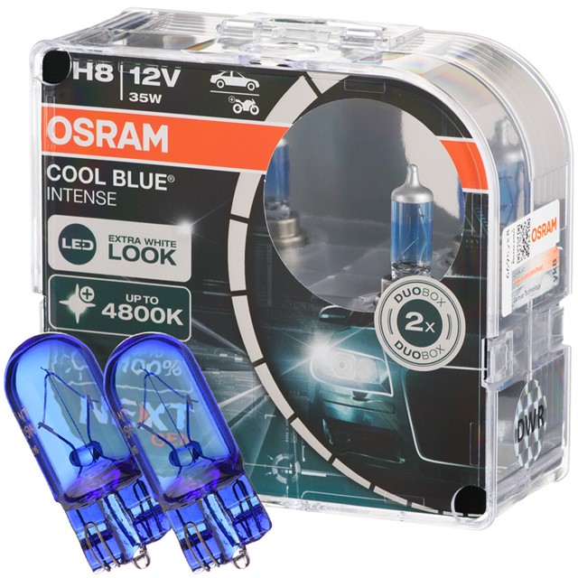 Żarówki H8 OSRAM Cool Blue Intense Next Gen 12V 35W (4800K) + żarówki W5W Super White