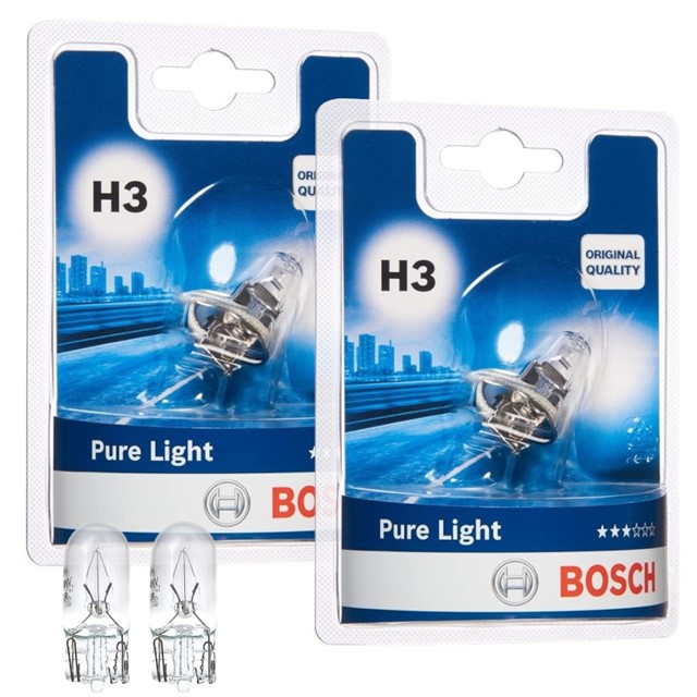 Żarówki H3 BOSCH Pure Light 12V 55W + żarówki W5W