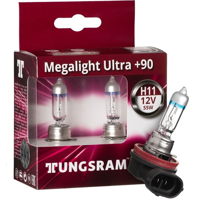 Żarówki H11 TUNGSRAM Megalight Ultra +90% 12V 55W + LED W5W