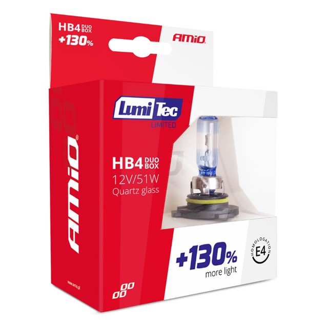 Żarówki HB4 AMIO LumiTec Limited +130% 12V 51W (4300K)