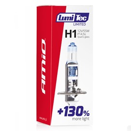 Żarówka H1 AMIO LumiTec Limited +130% 12V 55W (4300K)
