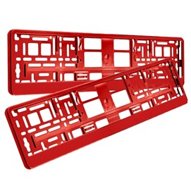 Metalizowane czerwone ramki pod tablice rejestracyjne, do jednorzędowych tablic rejestracyjnych, zestaw 2 sztuk