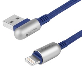 Kabel do ładowania i synchronizacji MYWAY oplot z mikrofibry 120cm USB - Lightning (kątowe)