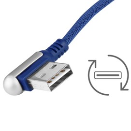 Kabel USB > Lightning do ładowania i synchronizacji, kątowy wtyk, w oplocie z mikrofibry, 120 cm, WAYME