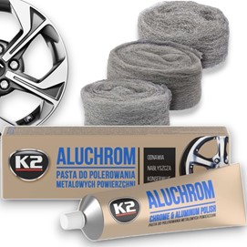 Zestaw K2 do polerowania aluminium, felg, metalu (K2 Aluchrom, czyściwo)