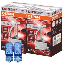 Żarniki D3S OSRAM Night Breaker Laser Xenarc Next Generation 42V 35W + żarówki W5W Super White