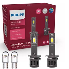 Żarówki LED H1 PHILIPS Ultinon Access 2500 12V 13W (LED-HL, 6000K, łatwy montaż) + żarówki LED W5W