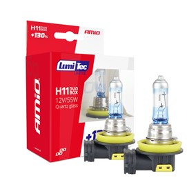 Żarówki H11 AMIO LumiTec Limited +130% 12V 55W (4300K)