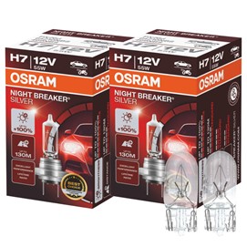 Żarówki H7 OSRAM Night Breaker Silver 12V 55W + żarówki W5W