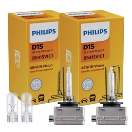 Żarniki D1S PHILIPS Xenon Vision 85V 35W (4300K) + żarówki W5W PHILIPS Vision