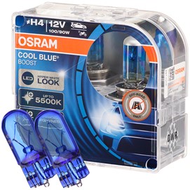 Żarówki H4 OSRAM Cool Blue Boost 12V 100/90W (5500K) + żarówki W5W Super White
