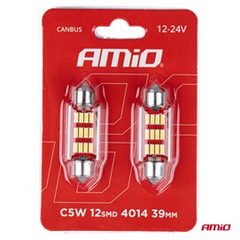Żarówki LED AMIO C5W C10W 39mm 12xSMD 4014 (canbus)