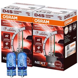 Żarniki D4S OSRAM Night Breaker Laser Xenarc Next Generation 42V 35W + żarówki W5W Super White