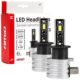 Żarówki LED H3 AMIO H-mini 12V 42W (6500K, 3600lm)