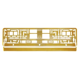 Metalizowane złote ramki pod tablice rejestracyjne, do jednorzędowych tablic rejestracyjnych, zestaw 2 sztuk