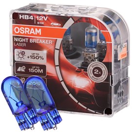 Żarówki HB4 OSRAM Night Breaker Laser Next Generation 12V 51W + żarówki W5W Super White
