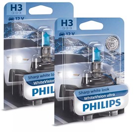 Żarówki H3 PHILIPS WhiteVision ultra 12V 55W (3900K), 2 sztuki