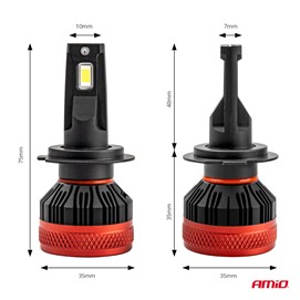 Żarówki LED H7 AMIO X3 12V 90W (6500K, 9900lm, Canbus)