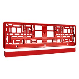 Metalizowane czerwone ramki pod tablice rejestracyjne, do jednorzędowych tablic rejestracyjnych, zestaw 2 sztuk